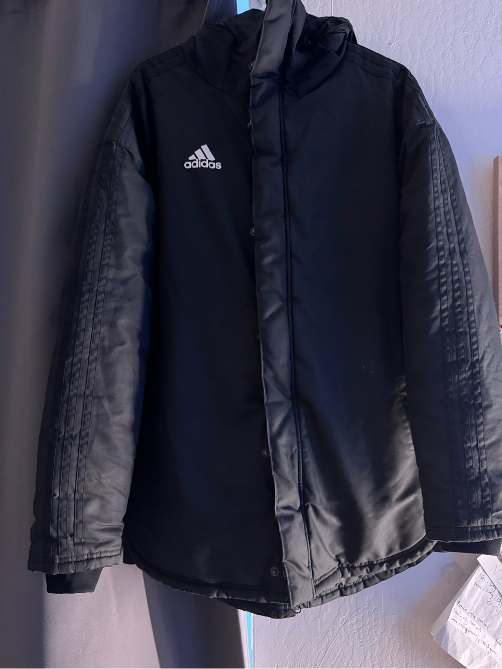 adidas Black Synthetic Jacket with Logo Tag